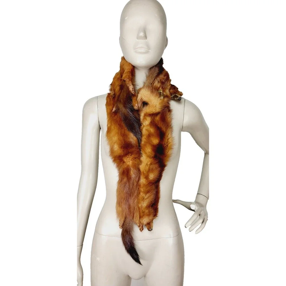 Antique Koseff Furs Whole Mink Body Pelts Heads Tails Hands Feet Fur Scarf Stole